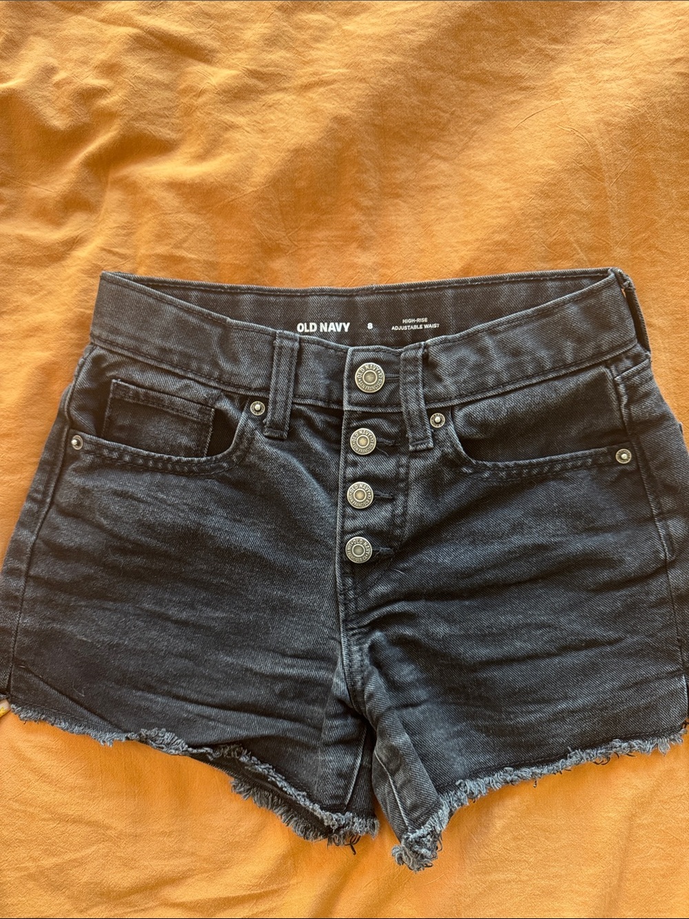 Old Navy Black Frayed Hem High-Rise Mini Mom Jean Shorts